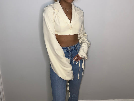 Drawstring Sleeve Crop