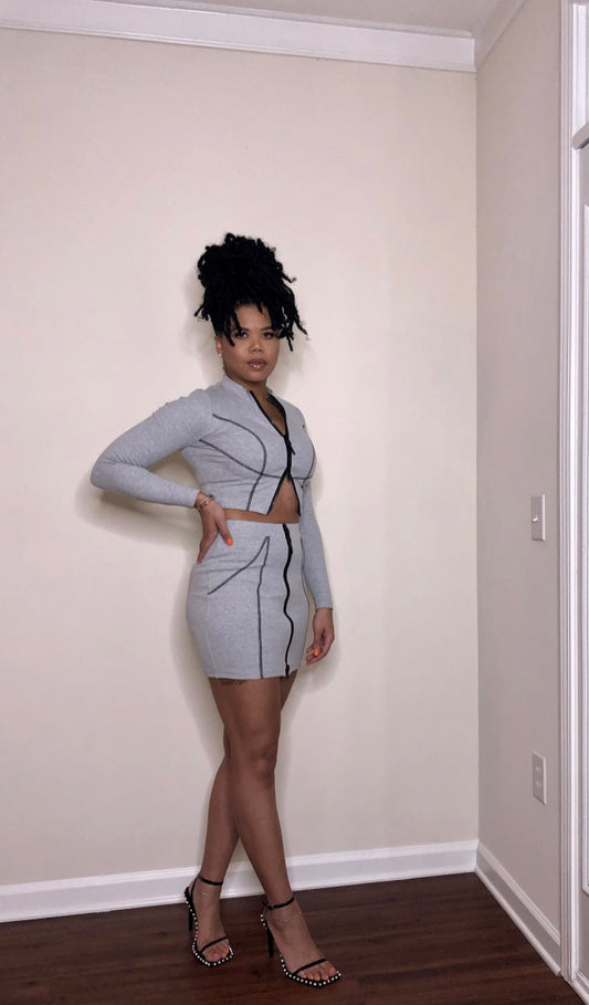 Sporty Crop Top and Skirt Set