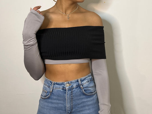 Off-shoulder Long Sleeve Top